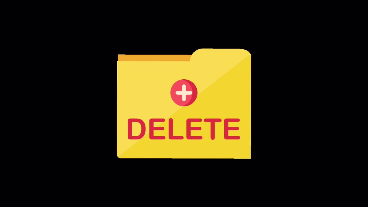 Animated Folder Icon with Delete Text and Minus Sign