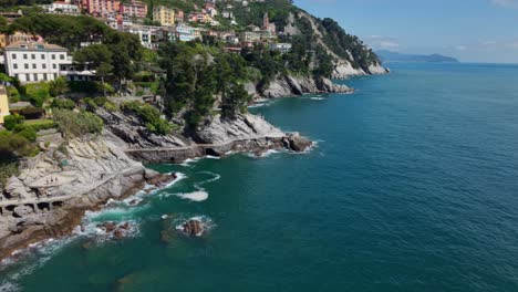 a beautiful italian coastline with crystal-clear mediterranean waters, aerial view