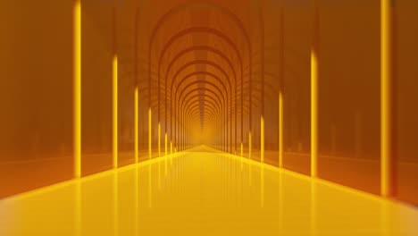 3d orange corridor perspective building. digital art. 4k