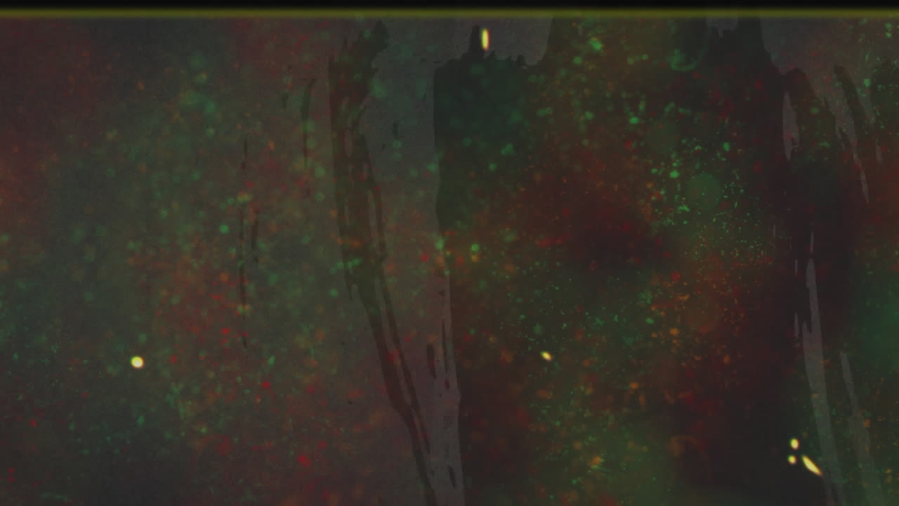 고통받는 배경에서 최면적인 움직임으로 움직이는 여러 점의 애니메이션