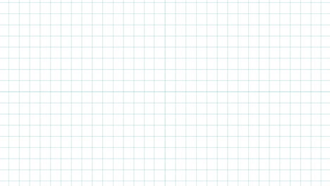 animation of geometric equipment and science concept icons against square lined paper background