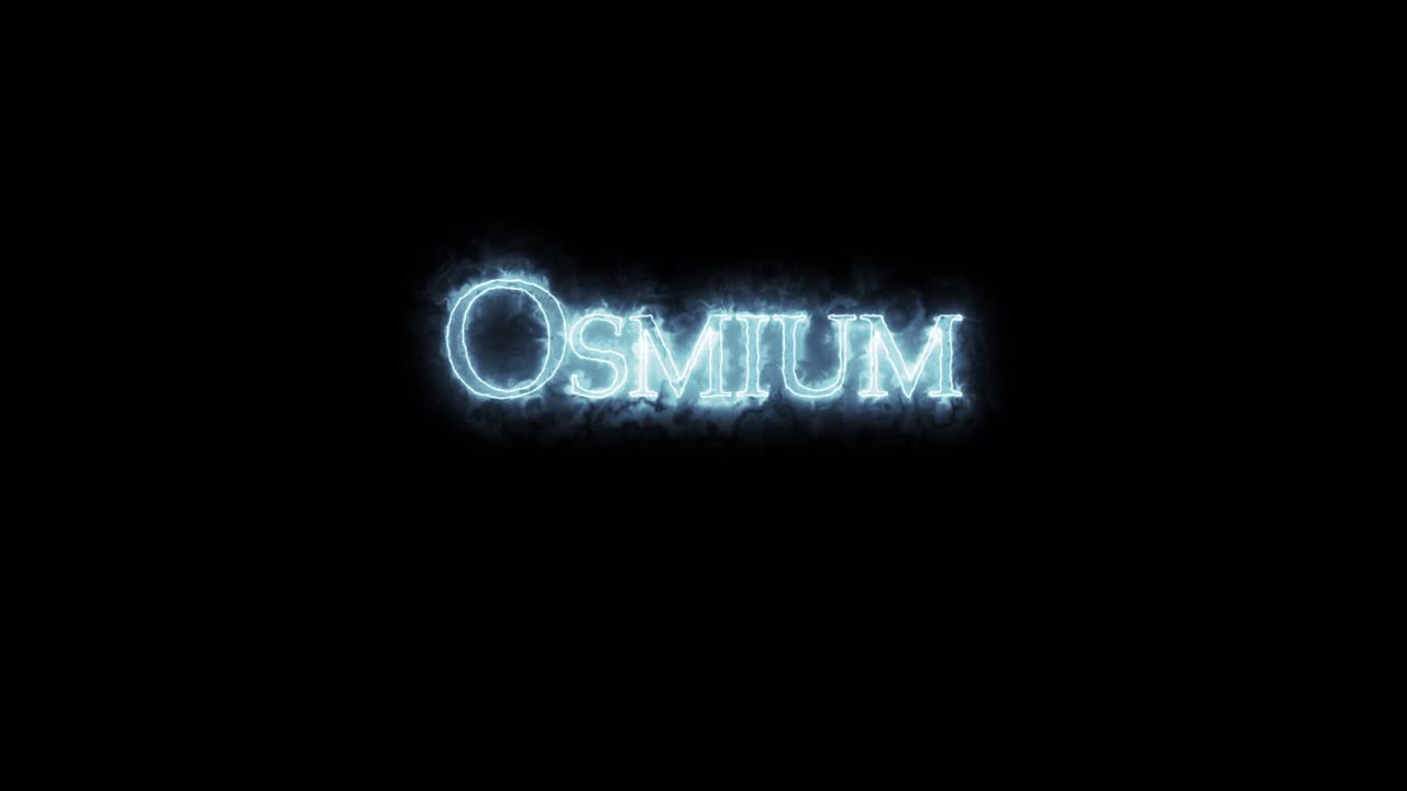 osmio, elemento químico, escrito con fuego. bucle