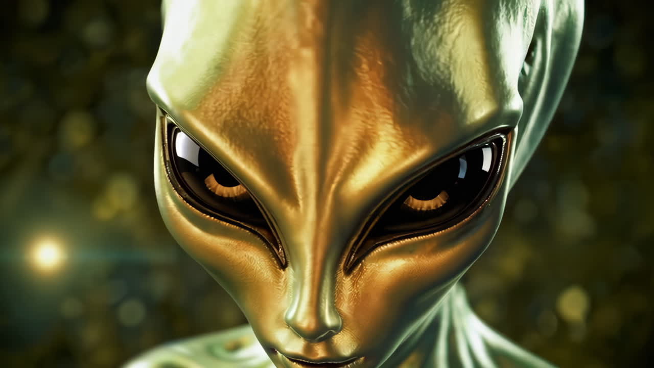 Close-up of a Green Alien Face