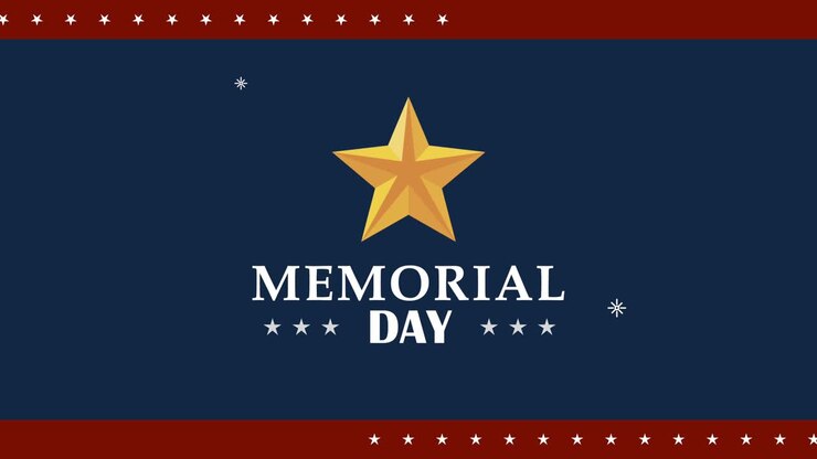 memorial day lettering with golden star animation