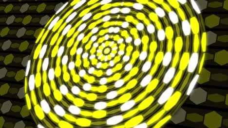 animation of circle made of hexagons changing colours in shades of yellow