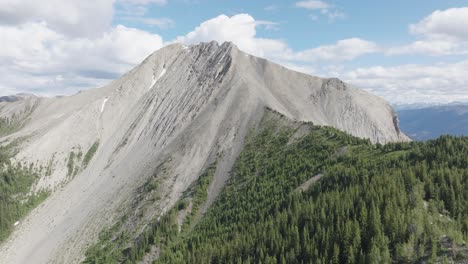 aerial view of mount seven (mount 7) with lush green forest in canadian rockies, golden, british columbia, canada