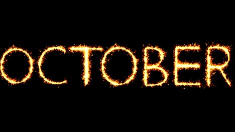 october text sparkler glitter sparks firework loop animation