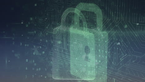 Animation of digital padlock and data processing