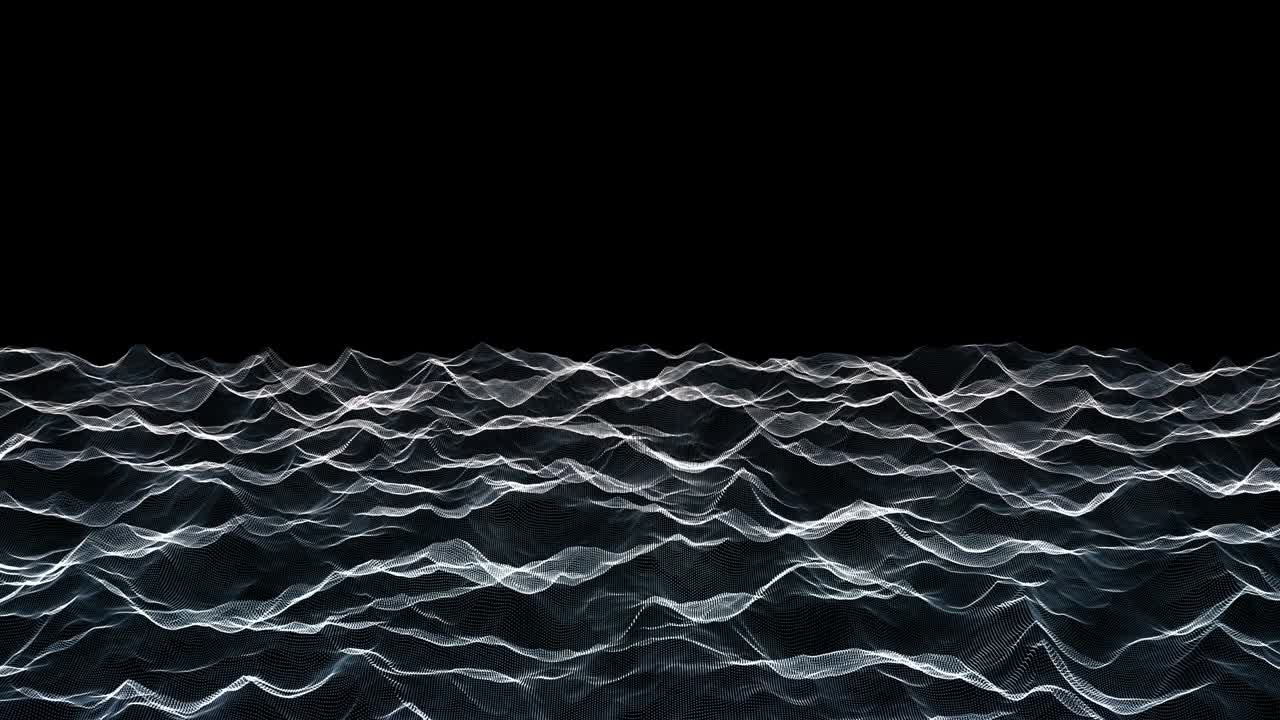가상 공간에서 추상적인 파동 3 - 검은색과 색 - 10 초 연속 루프