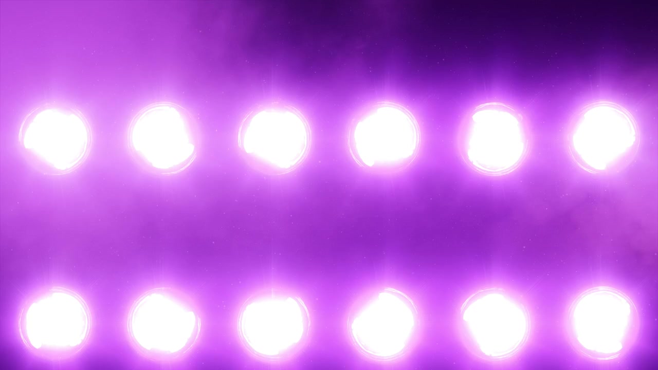 Stage lights, with sound. Purple. Close-up.