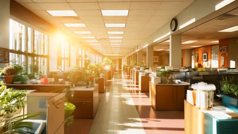 bright and spacious office with plants in a sunny work environment