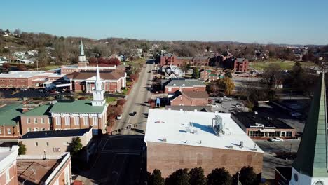 Churches-within-Greenville-Tennessee-Skyline,-Greenville-TN,-Greenville-Tenn