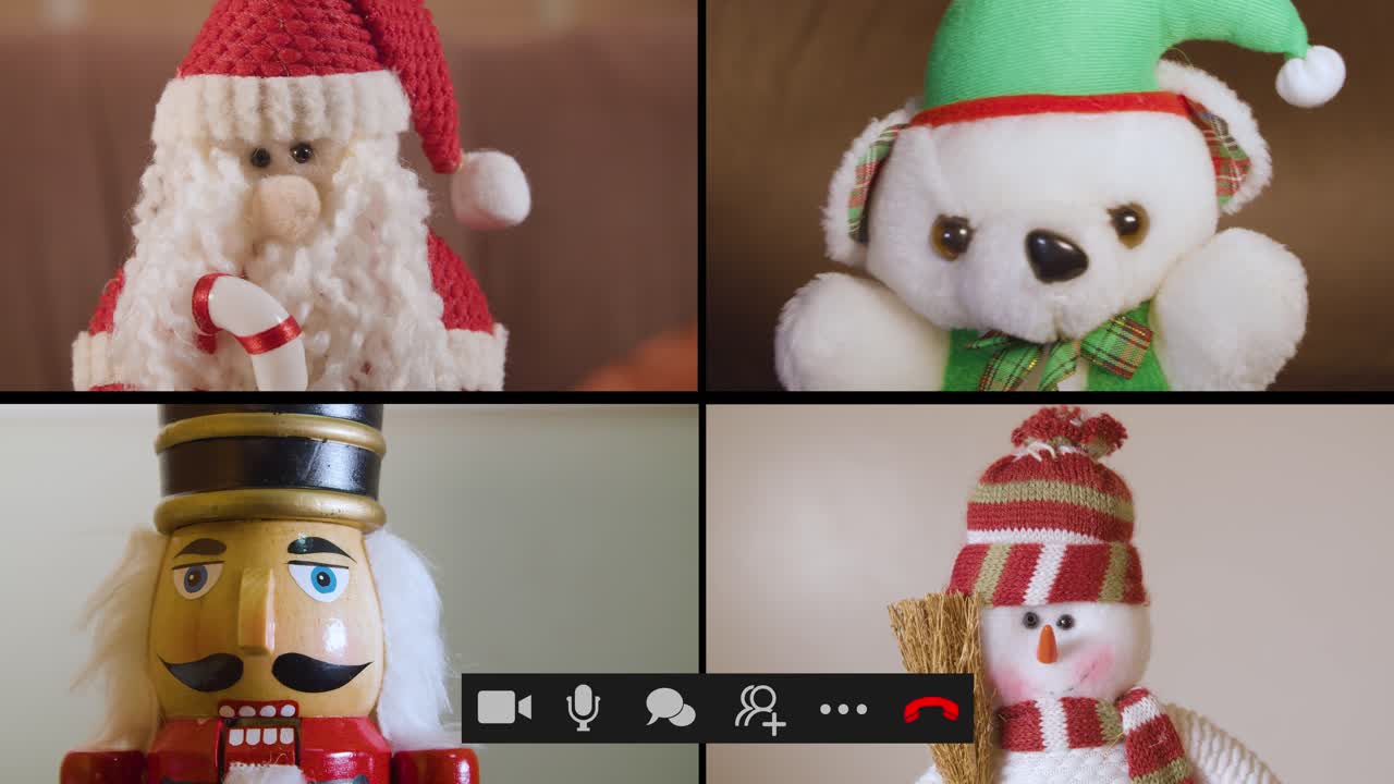 Christmas Toys in a Virtual Video Call Conference Meeting