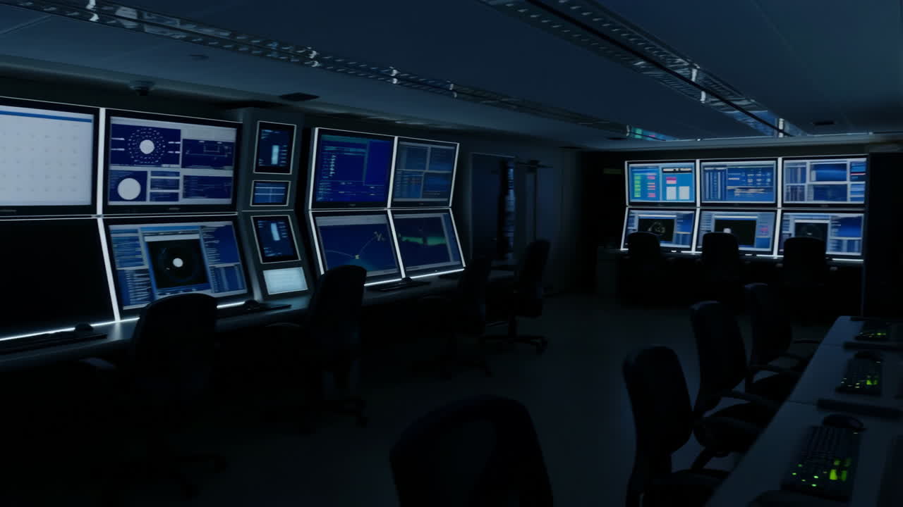 Control Room with Multiple Screens