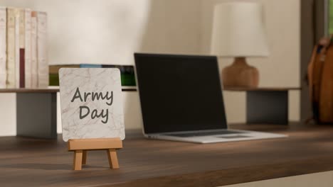 calendar on work desk showing army day