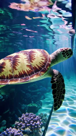 sea turtle in an aquarium