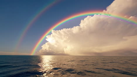 double rainbow over the ocean