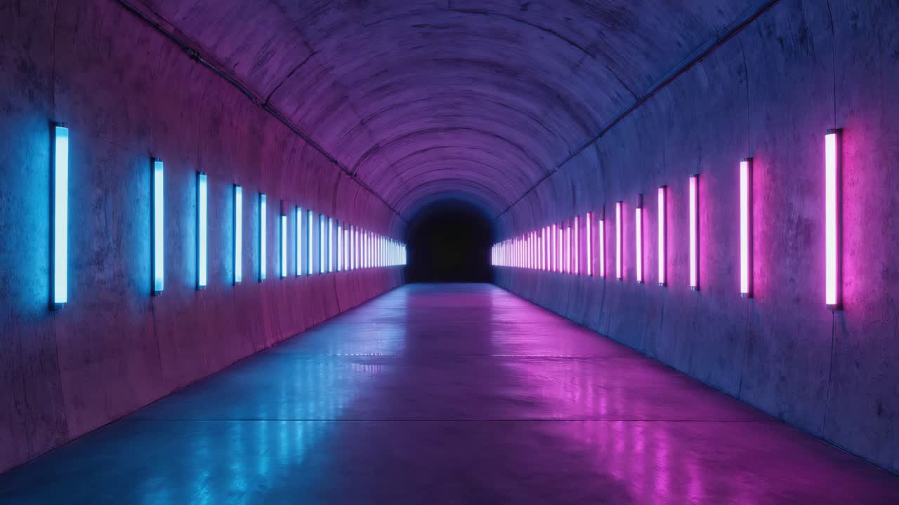 Neon Lit Tunnel