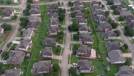 aerial of middle class suburban neighborhood just outside of houston, texas