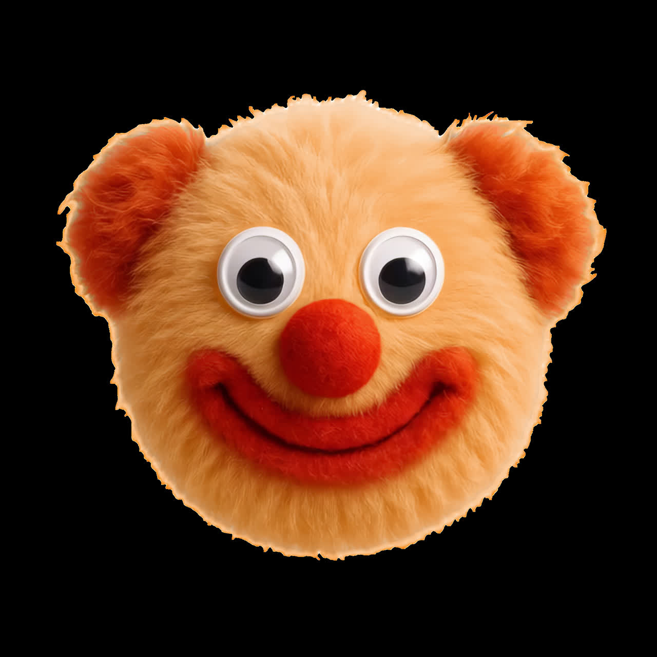 Fuzzy, legesyg emoji-ansigtsanimation, isoleret aktiv, transparent 4K-video, alfakanal, ProRes 4444