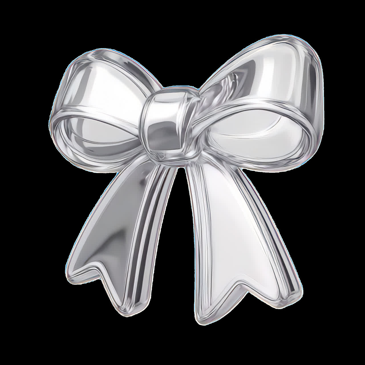 Elegant metallic bow design animation isolated asset, transparent 4K video, alpha channel, ProRes