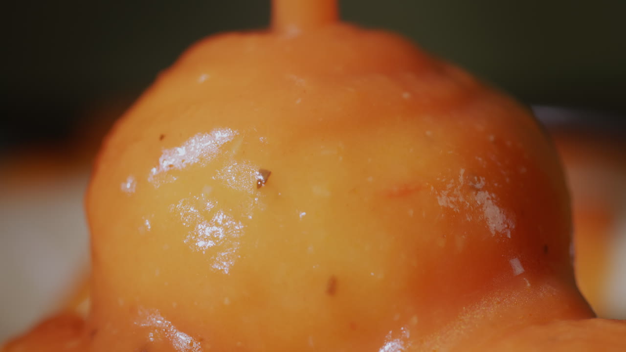 Fresh dumplings poured with delicious tomato sauce