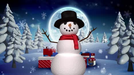 Snowman-in-Winter-Christmas-landscape
