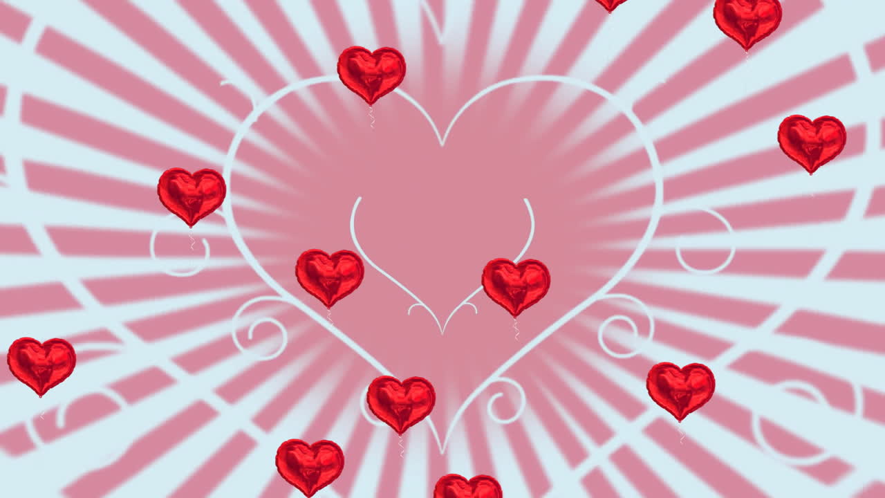 Animation of heart shapes moving over red hearts floating