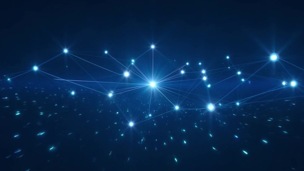 Abstract Digital Network Connection Forming in Dark Space