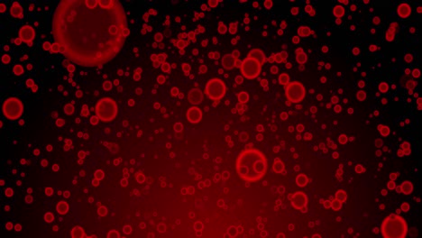 animación de burbujas rojas que caen sobre un fondo rojo oscuro