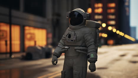 astronauta solitario en una ciudad desierta
