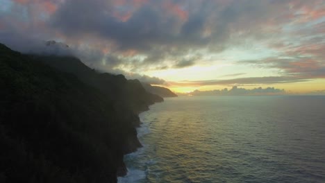 drone time lapse of na pali coastline in kauai, hawaii