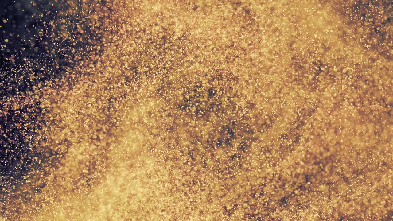 추상적인 황금 입자, 흐릿한 불투명한 보케, 움직임, 혼란, 눈알