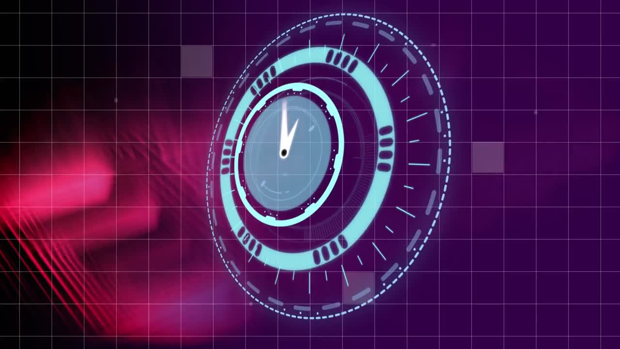 animación del reloj moviéndose rápidamente sobre la cuadrícula