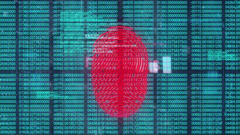 animación del escáner biométrico de huellas dactilares sobre el procesamiento de datos contra un fondo verde.