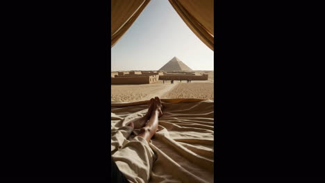 relaxing at the pyramids