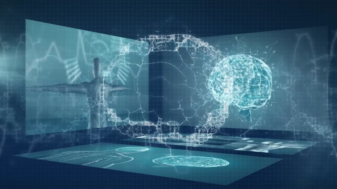 Animation of data processing over digital brain