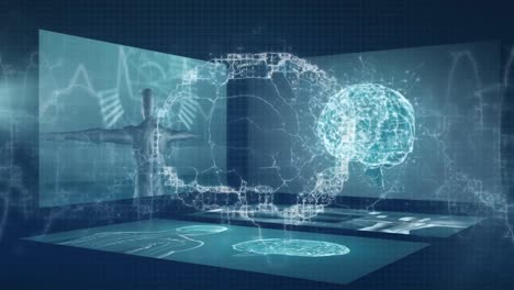 animation of data processing over digital brain