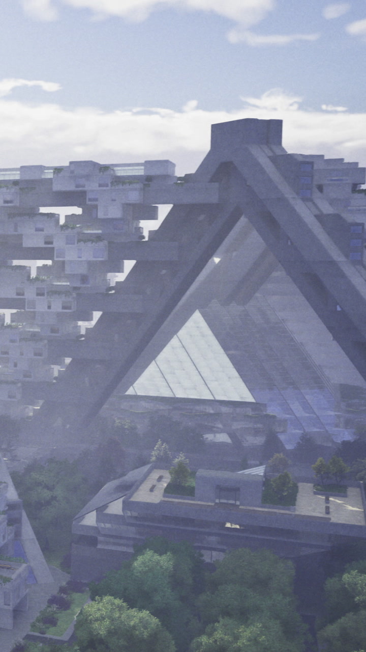 Modern architecture design in a city with unique building structures