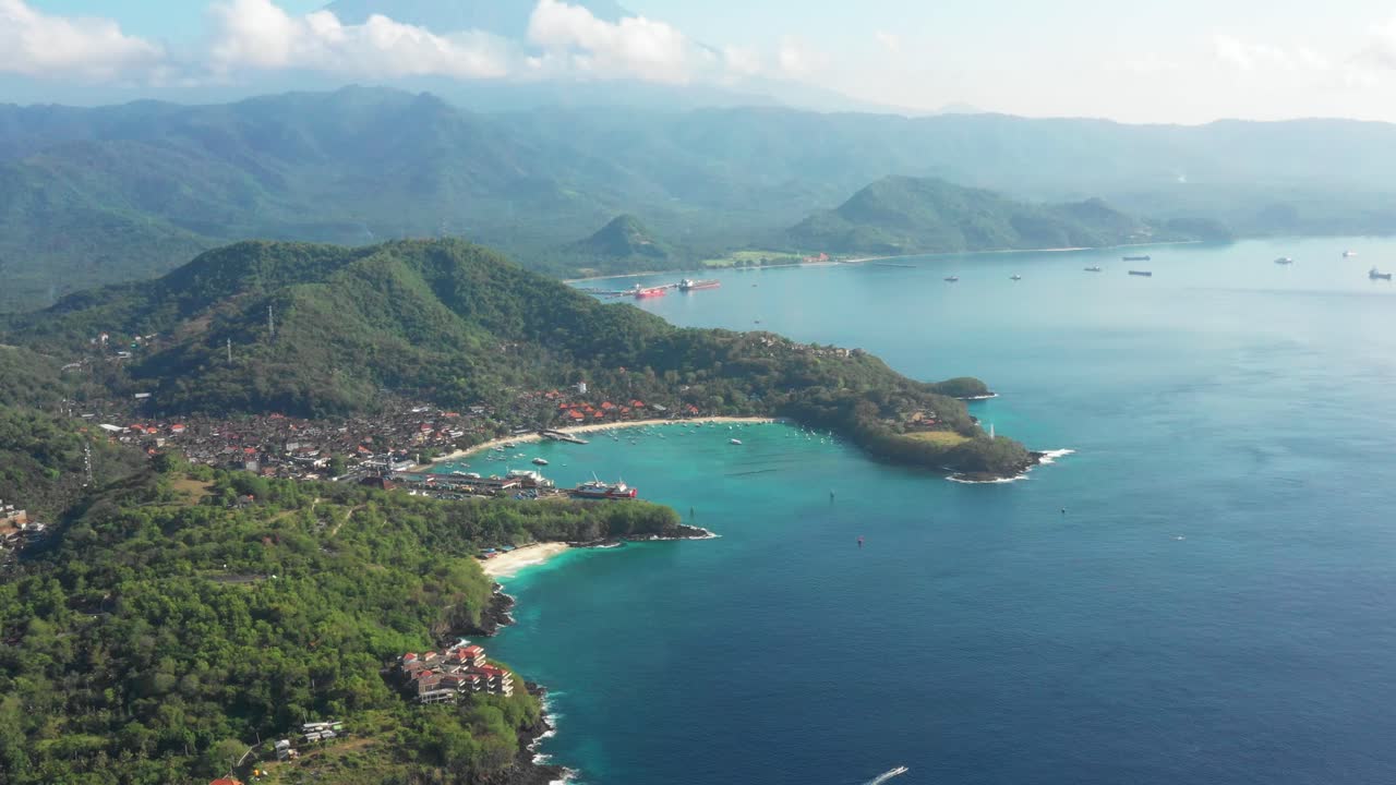 Bali Beach with boats Drone Shot