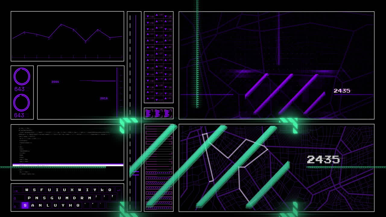 어두운 배경에서 데이터 처리의 애니메이션