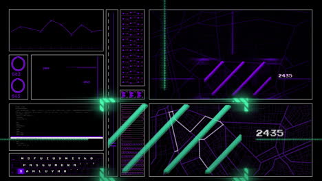 animación del procesamiento de datos sobre un fondo oscuro