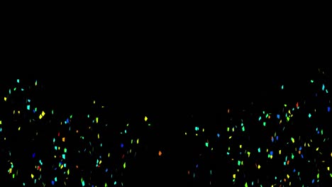 Animation-of-confetti-falling-on-black-background