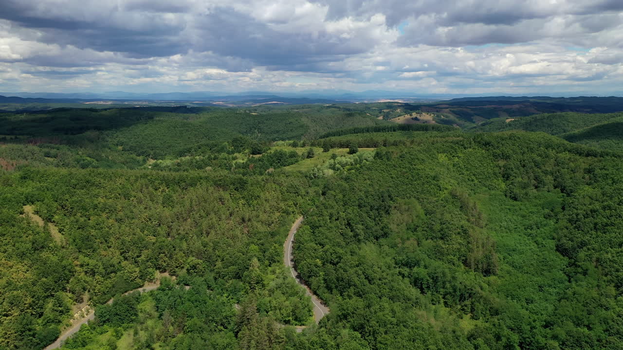 viaje por carretera a través de un verano forestal en hungría