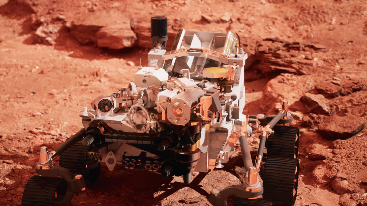 Mars Rover Perseverance exploring the red planet. Elements furnished by NASA.