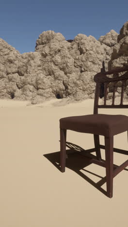 a chair sitting in the middle of a desert