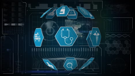 medical icons and futuristic interface