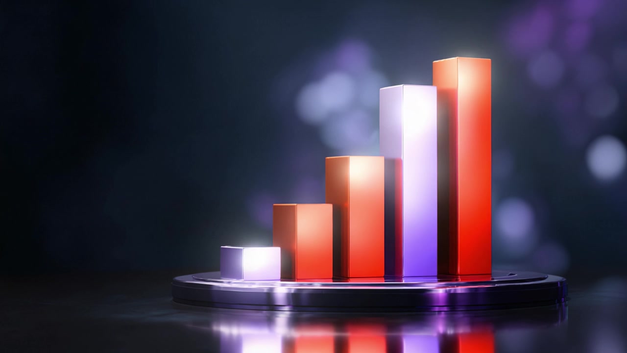 Dynamic Growth Visualization Represented by Colorful Bar Graphs Showcasing Incremental Progress in a Data Analysis Context with a Mystical Background