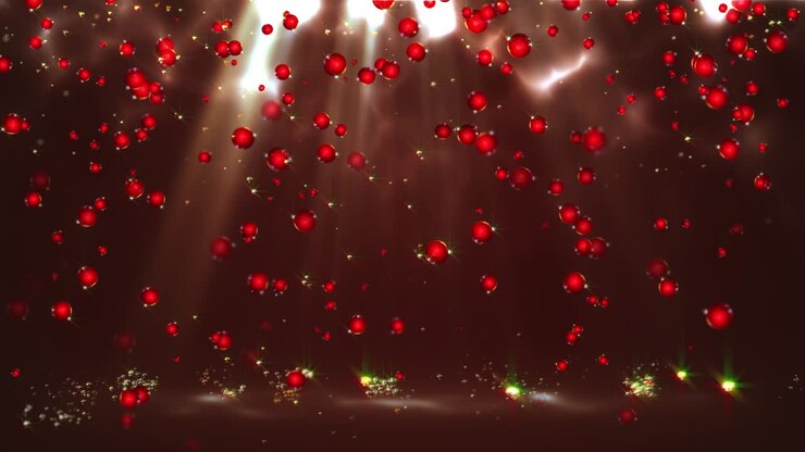 Red Balls Falling on Dark Background