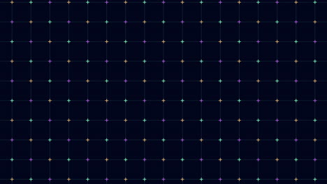 cuadrícula simétrica de puntos multicolores sobre un fondo negro